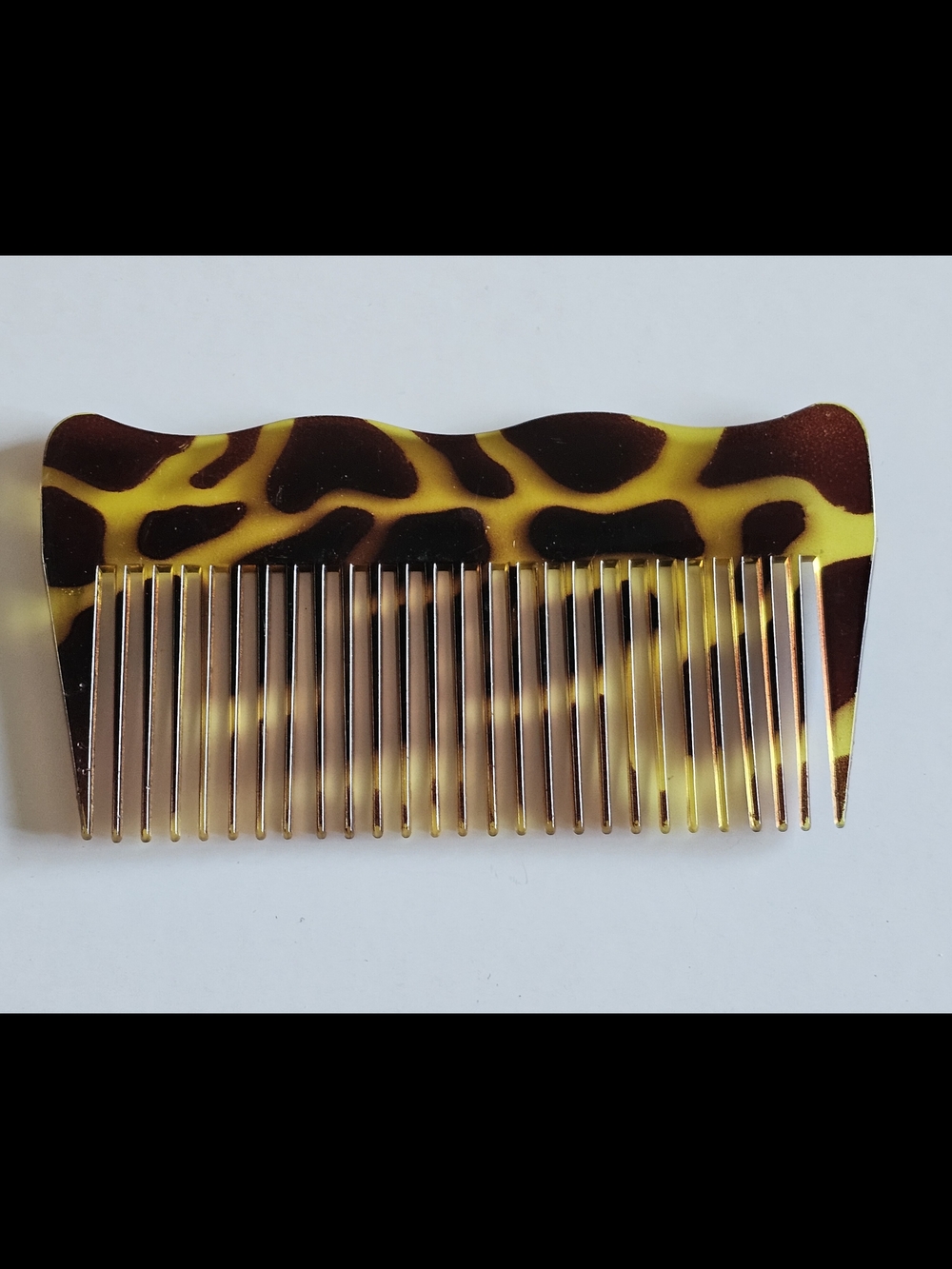 Vintage Leopard Print Hair Comb in Yellow and Brown Made In USA